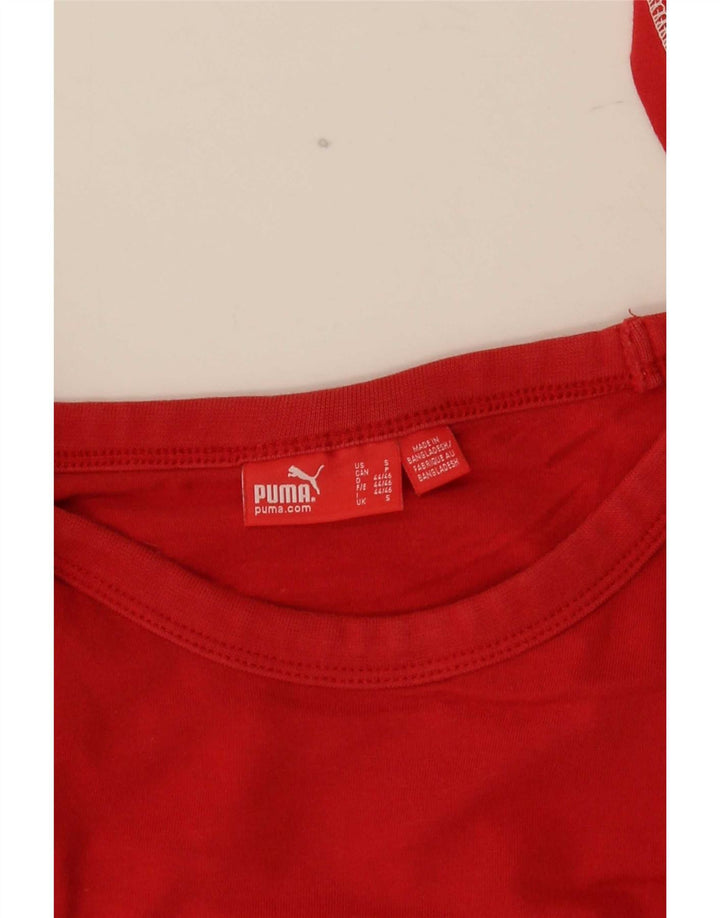 Puma Mens Graphic Top Manga Longa Pequeno Vermelho