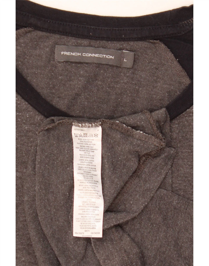 Camiseta masculina FRENCH CONNECTION Top grande cinza colorblock algodão