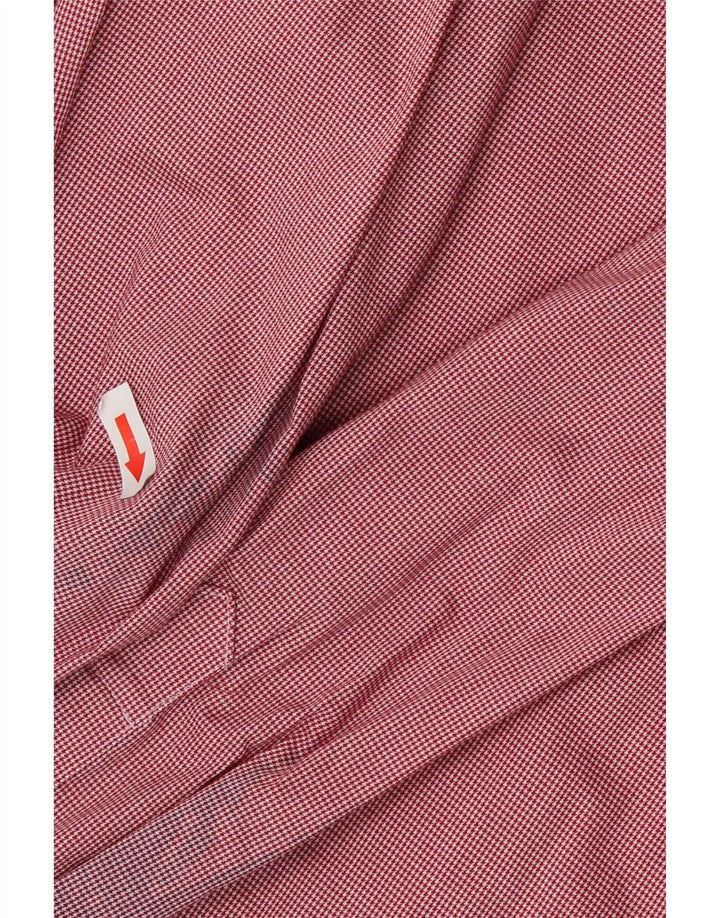 Camisa masculina Tommy Hilfiger Flex Slim Fit tamanho 16 grande vermelho Houndstooth