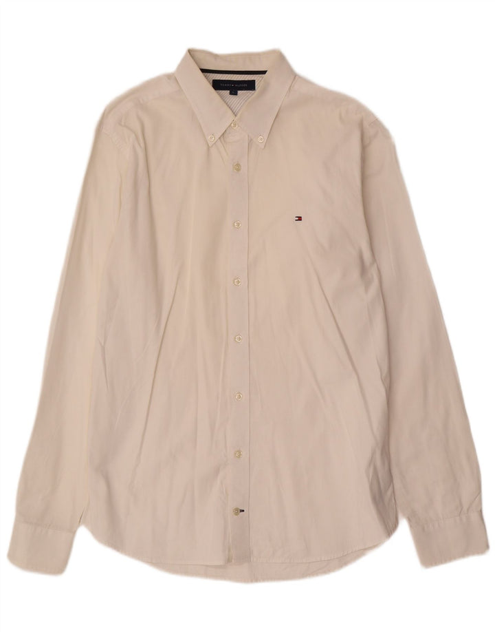 Camisa masculina TOMMY HILFIGER grande algodão branco
