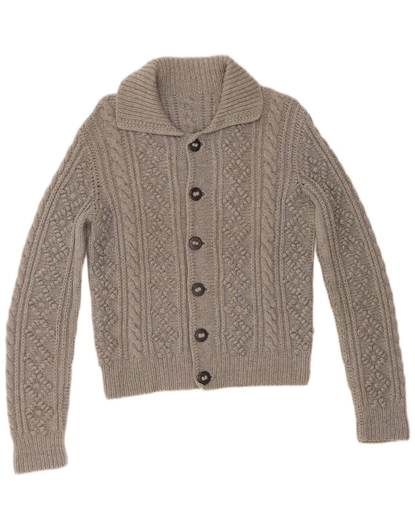 Suéter Cardigan Feminino Vintage UK 12 Cinza Médio