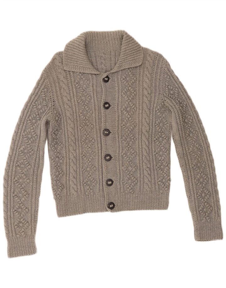 Suéter Cardigan Feminino Vintage UK 12 Cinza Médio
