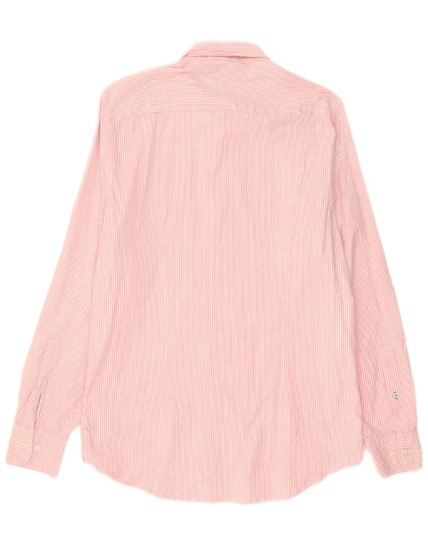 Tommy Hilfiger Mens Slim Fit Camisa XL Rosa Pinstripe Algodão