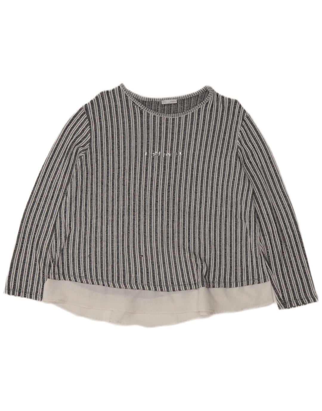Blusa feminina de manga comprida Zara UK 16 listrada preta grande