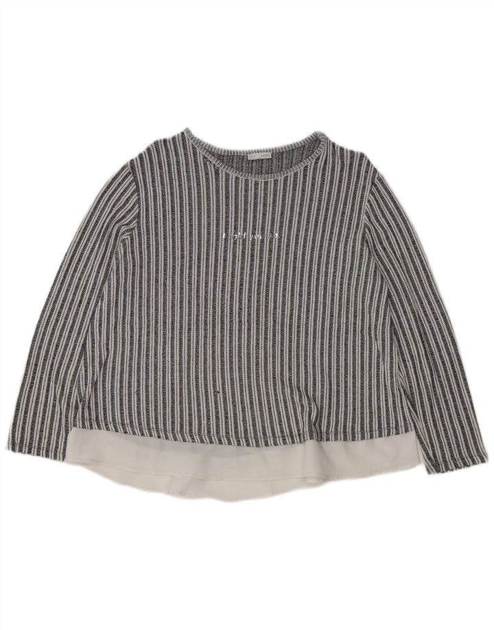 Blusa feminina de manga comprida Zara UK 16 listrada preta grande