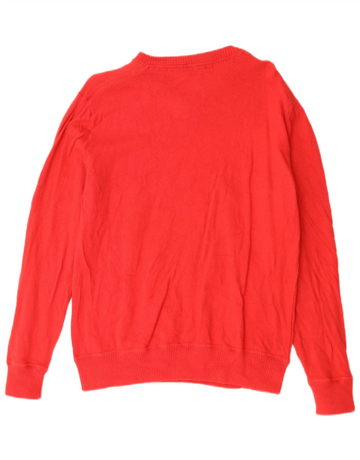 Suéter feminino Think Pink com decote em V XL de lã vermelha