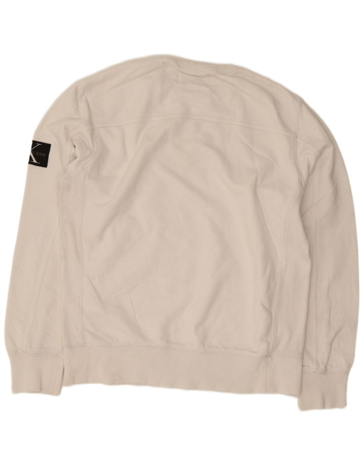 Calvin Klein Jeans moletom masculino jumper médio algodão branco