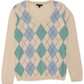 Suéter feminino TOMMY HILFIGER com decote em V UK 14 Médio Off White
