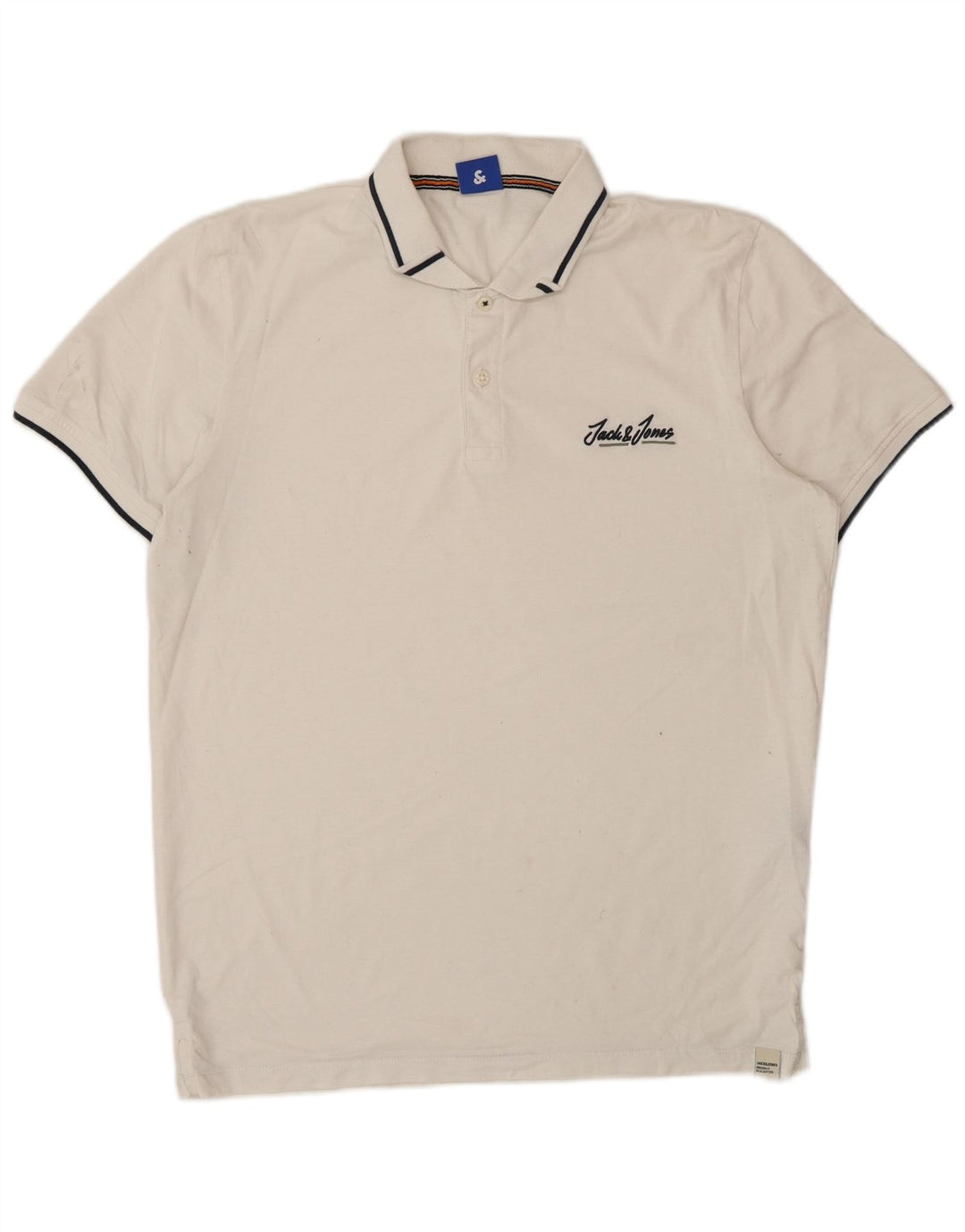 Camisa polo masculina Jack & Jones grande algodão branco