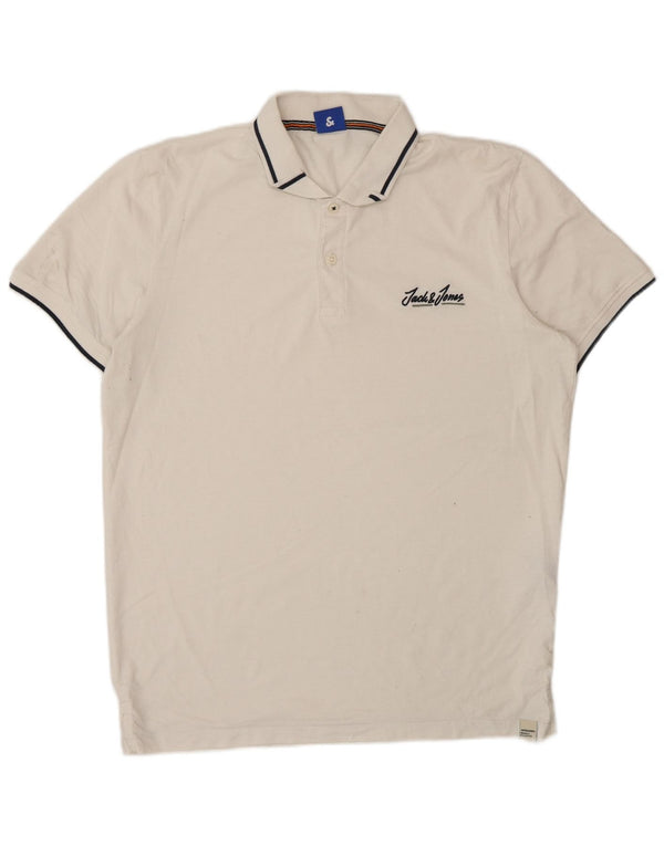 Camisa polo masculina Jack & Jones grande algodão branco
