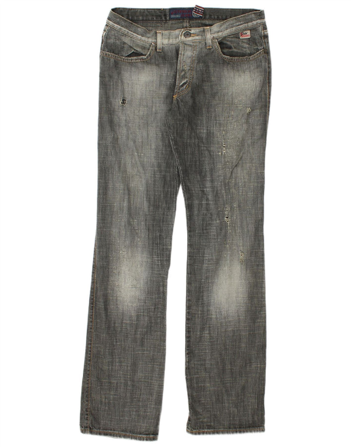 ROY ROGERS Calça jeans reta masculina W33 L36 algodão cinza