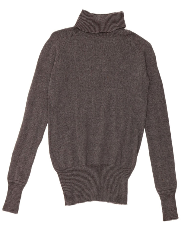 Suéter feminino Zara com gola redonda e algodão cinza médio UK 12