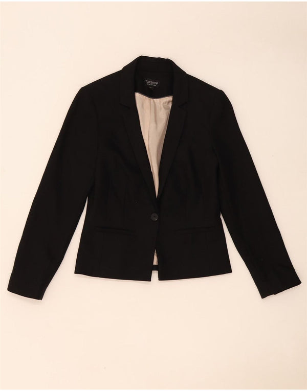 Jaqueta blazer feminina Topshop com 1 botão Reino Unido 8 poliéster preto pequeno