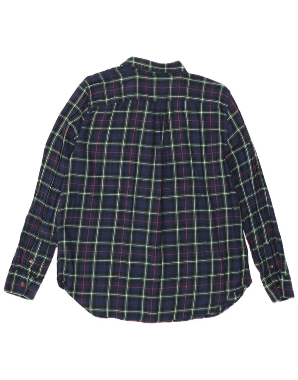 Camisa feminina de flanela Chaps Reino Unido 16 grande algodão xadrez azul marinho