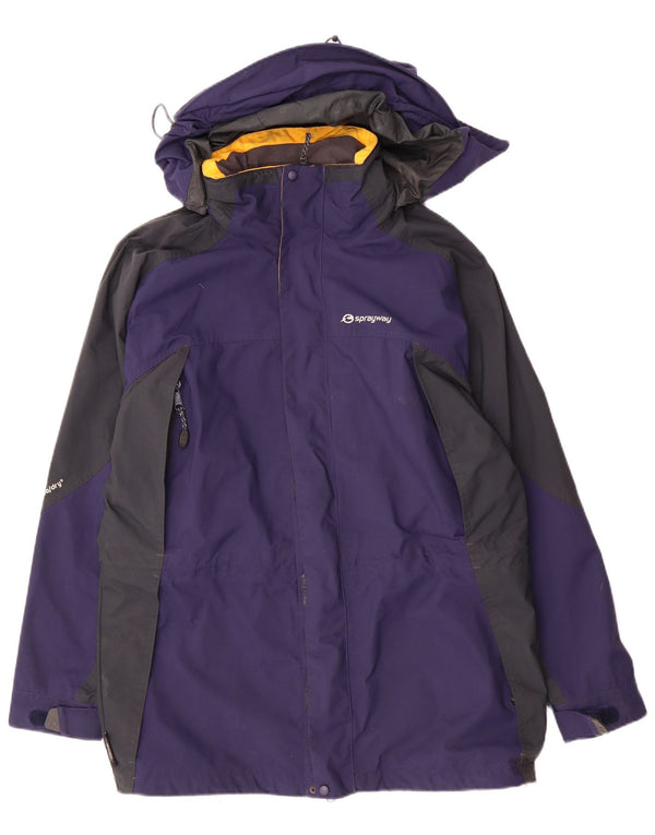 Jaqueta de chuva masculina com capuz Sprayway UK 38 bloco colorido azul marinho médio