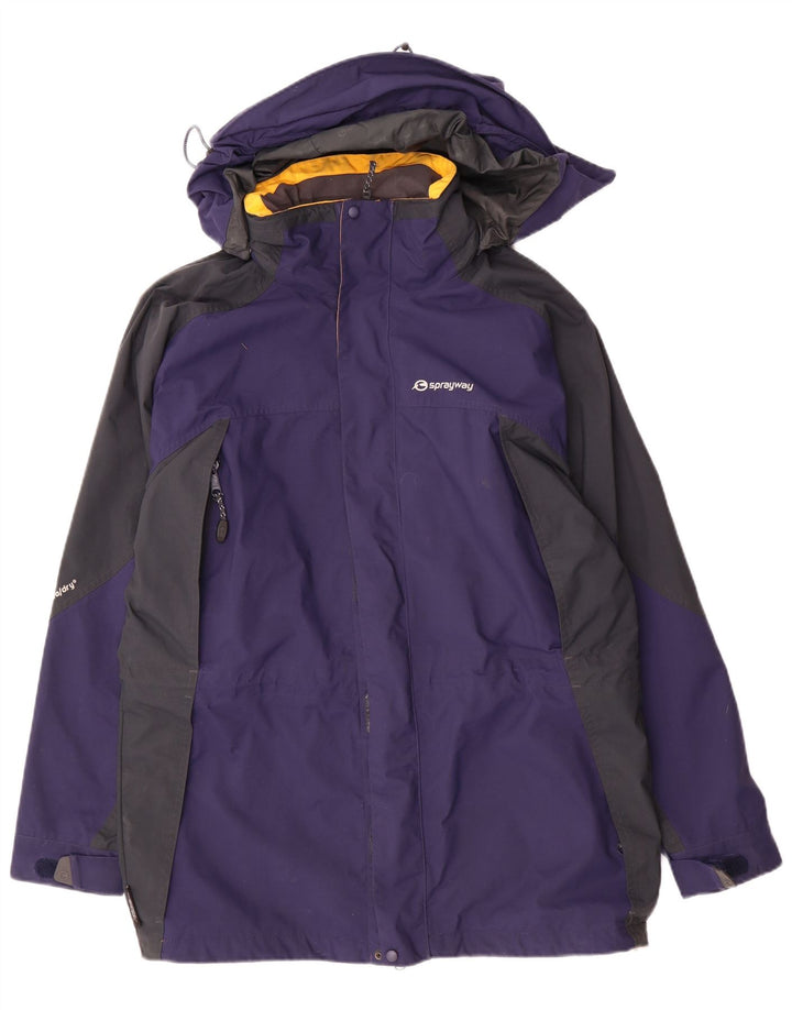 Jaqueta de chuva masculina com capuz Sprayway UK 38 bloco colorido azul marinho médio
