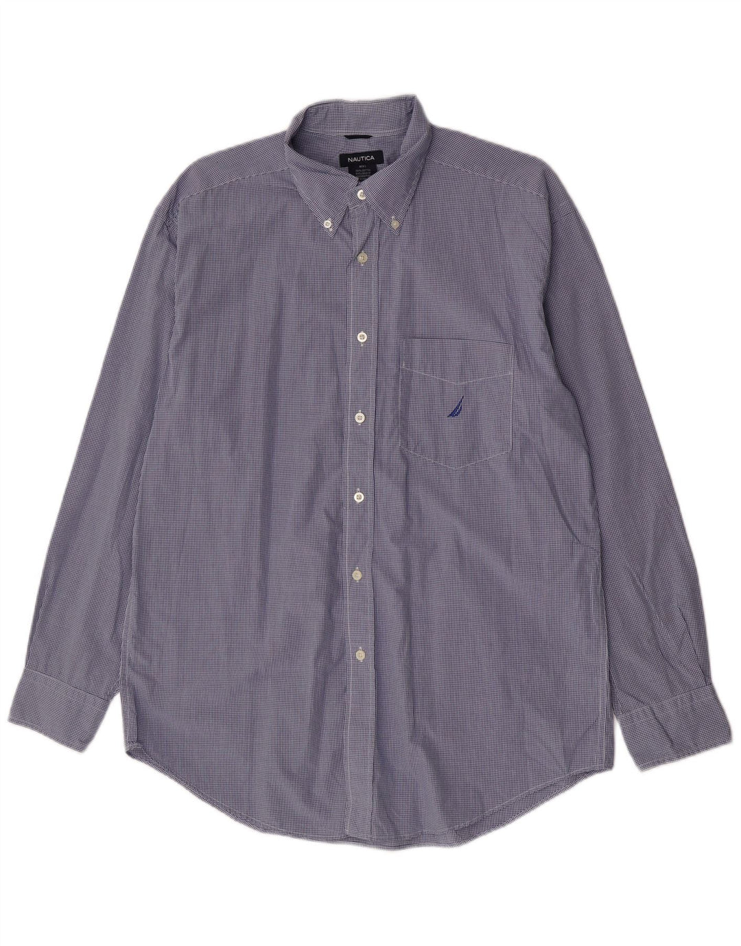 Camisa masculina Nautica grande algodão guingão azul