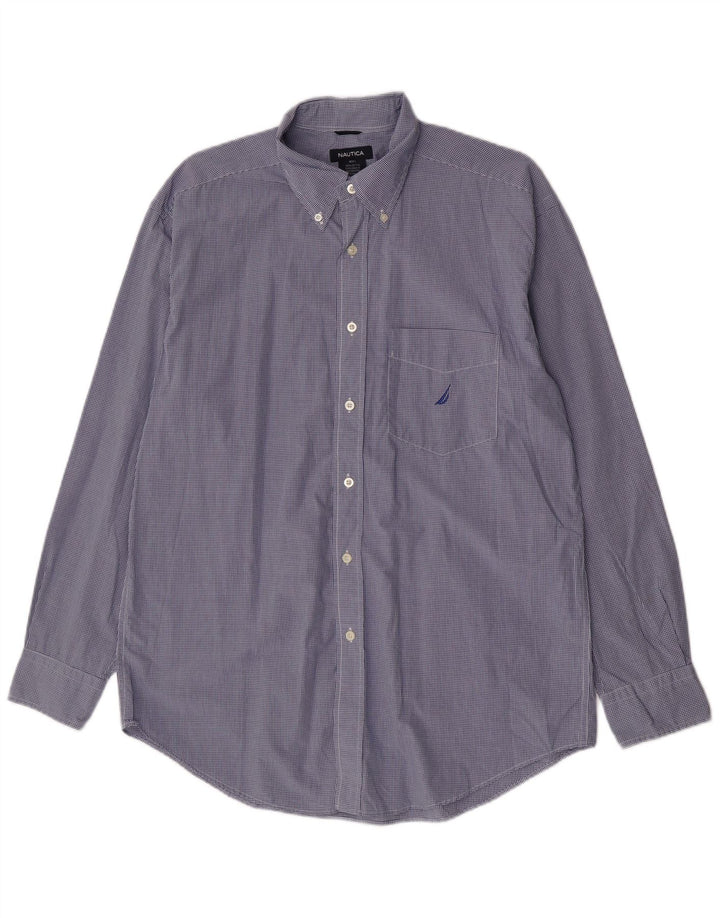 Camisa masculina Nautica grande algodão guingão azul