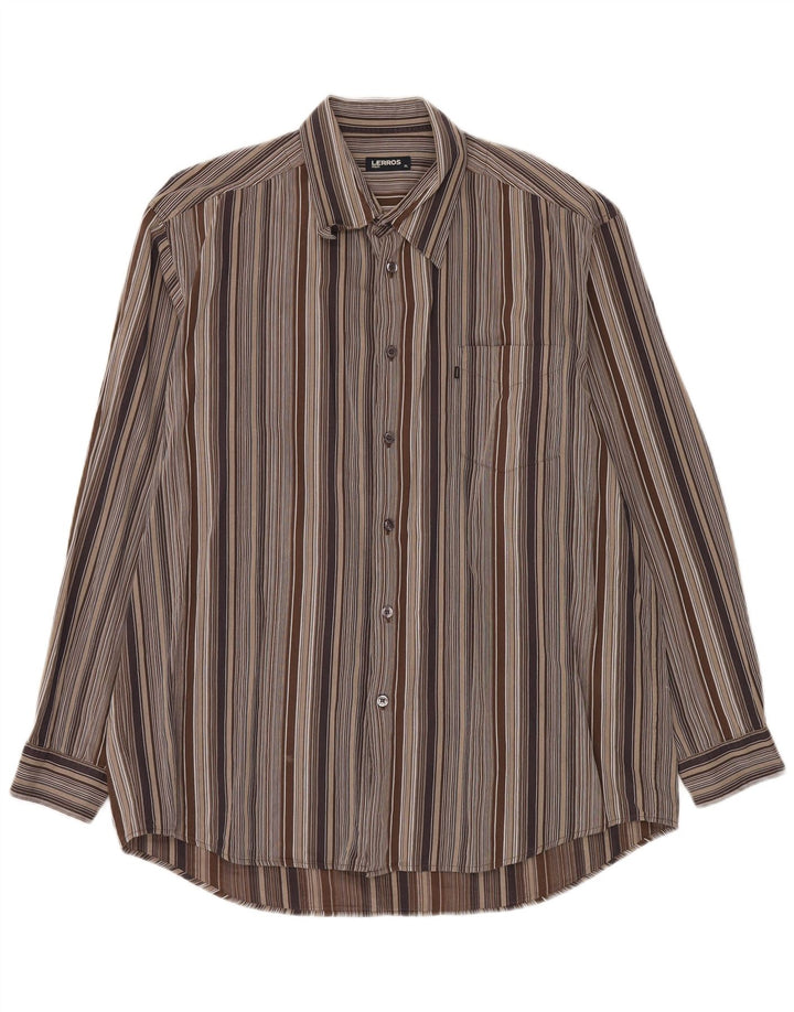 Camisa masculina Lerros XL listrada marrom algodão