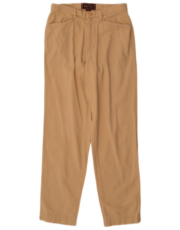 Calça casual masculina Marlboro Classics cônica UE 46 pequena W28 L31 bege