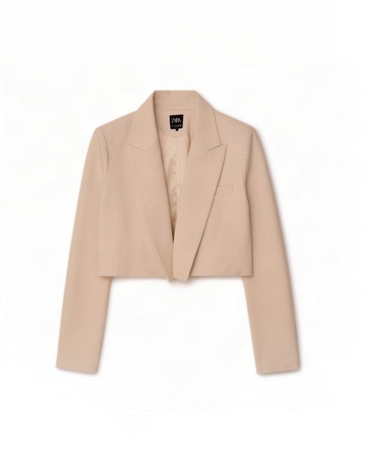 Jaqueta Bolero aberta feminina Zara Reino Unido 16 grande poliéster branco
