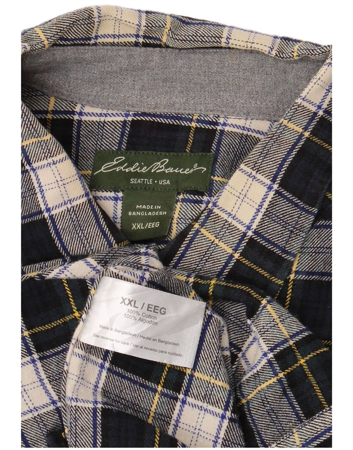 Camisa masculina de flanela EDDIE BAUER 2XL algodão xadrez azul marinho
