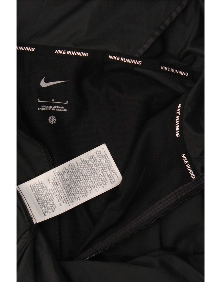 Jaqueta masculina Nike com capuz e jaqueta grande de poliéster preto