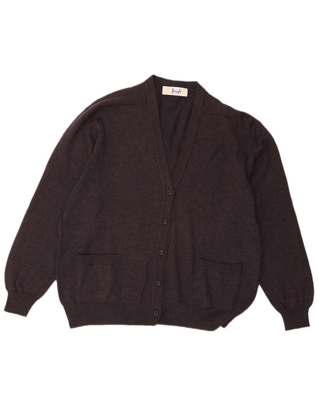 Suéter cardigã feminino grande Pringle IT 46 grande lã de carneiro preta