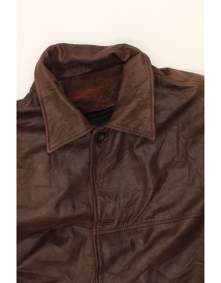 Casaco de couro masculino VINTAGE IT 58 4XL couro marrom