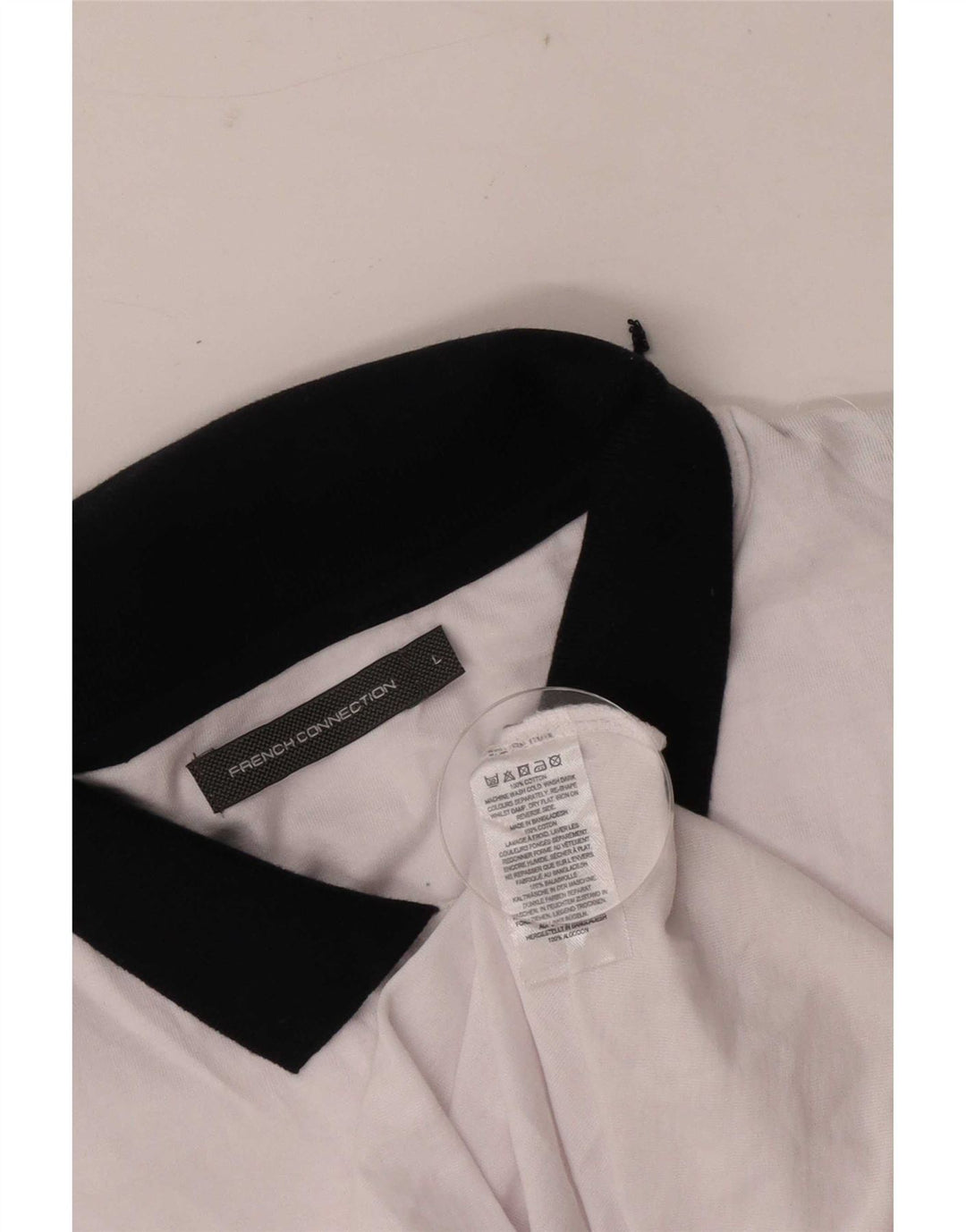 Camisa polo masculina de rugby French Connection grande algodão branco