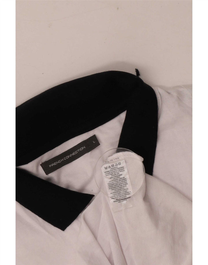 Camisa polo masculina de rugby French Connection grande algodão branco