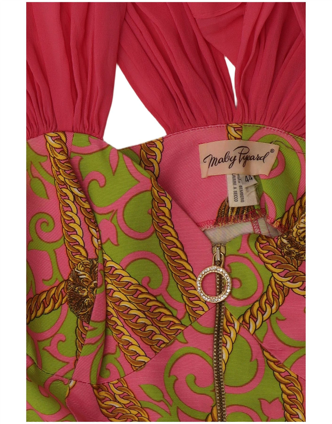 Conjunto de saia feminina vintage gráfica de 2 peças IT 44 médio W28 rosa paisley