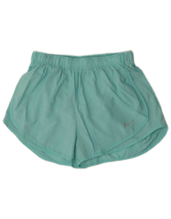 Shorts esportivos femininos Nike Dri Fit UK 12 médio turquesa poliéster