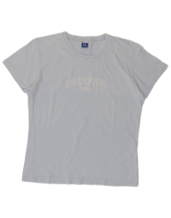 Camiseta feminina estampada Champion UK 18 XL algodão azul
