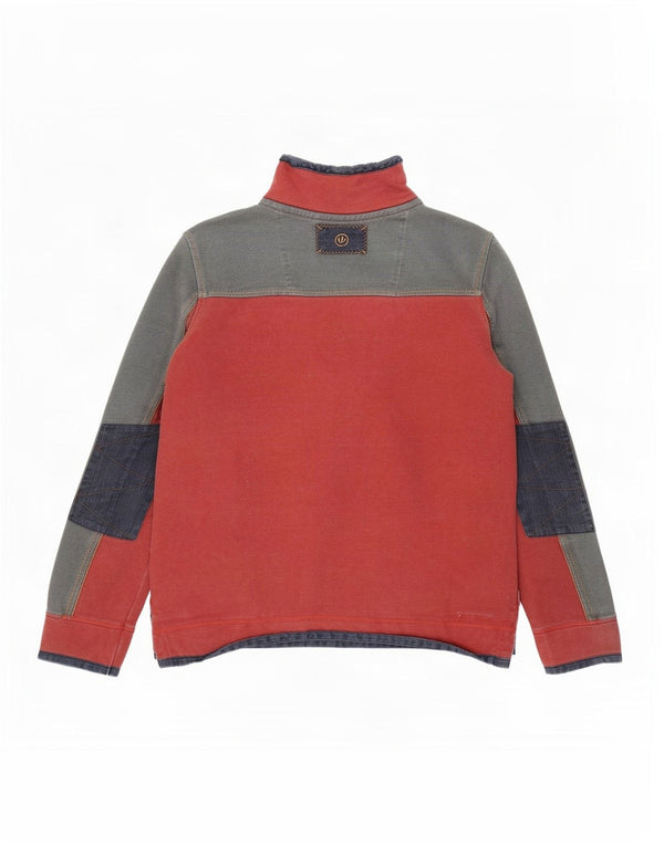 Fat Face Masculino The Airlie Zip Neck Moletom Jumper Médio Vermelho Colorblock