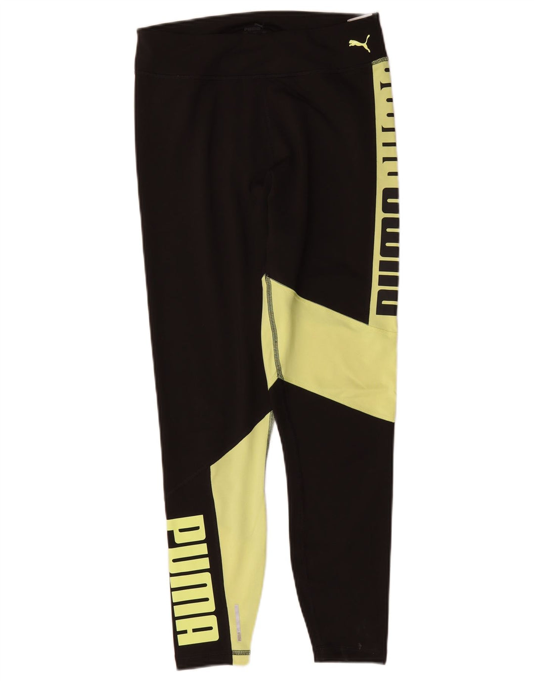 Puma Womens Graphic Leggings UK 12 Médio Preto Colourblock Nylon