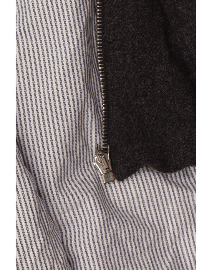 Moncler Jaqueta masculina acolchoada com capuz tamanho 3 grande cinza Colourblock Designer