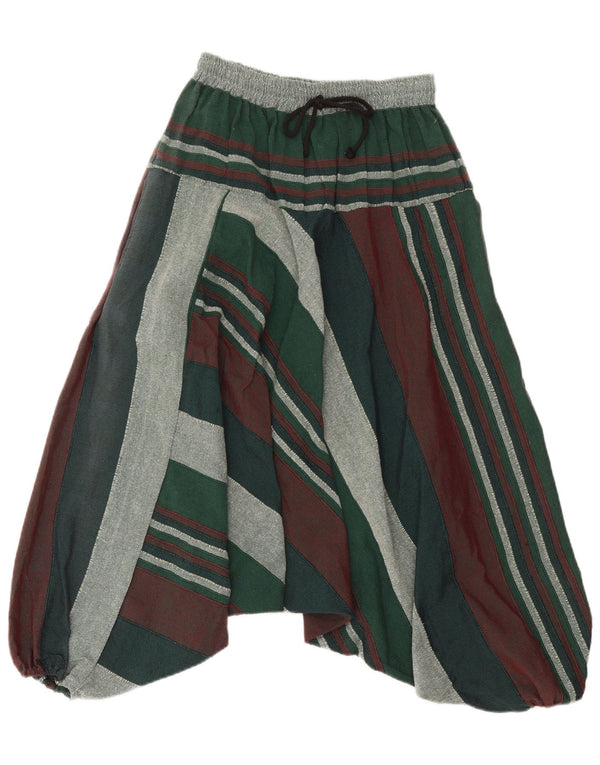 Calça Harém Feminina Vintage W32 L32 Algodão Listrado Verde