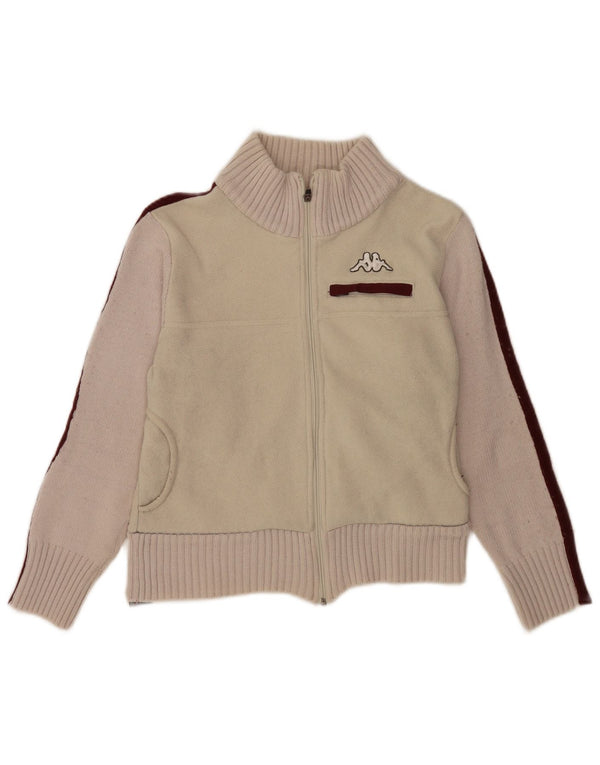 Jaqueta de lã feminina Kappa UK 10 Small Beige Colourblock Poliéster Esportes