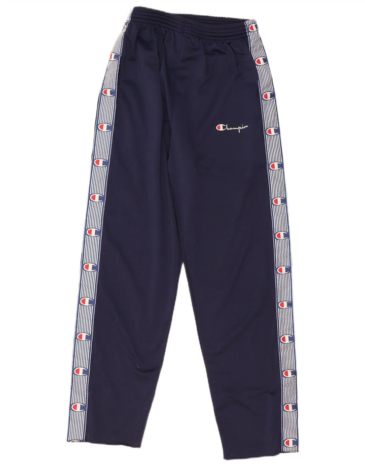 Calça de treino masculina Champion Graphic pequena azul marinho poliéster