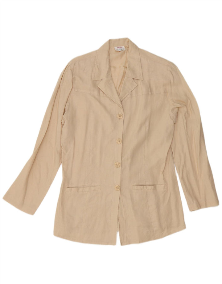 Cherie Jaqueta blazer feminina de 4 botões IT 42/44 linho bege médio