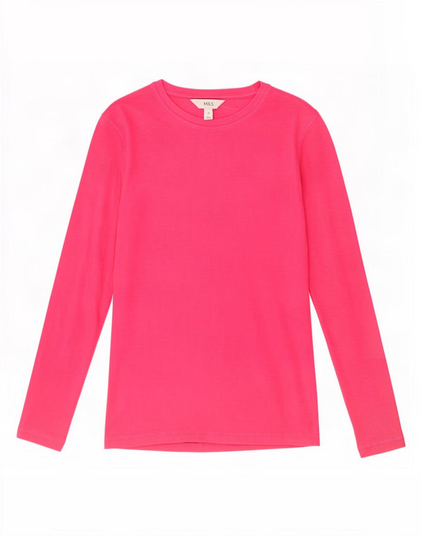 Top feminino Marks & Spencer manga comprida Reino Unido 10 algodão rosa pequeno