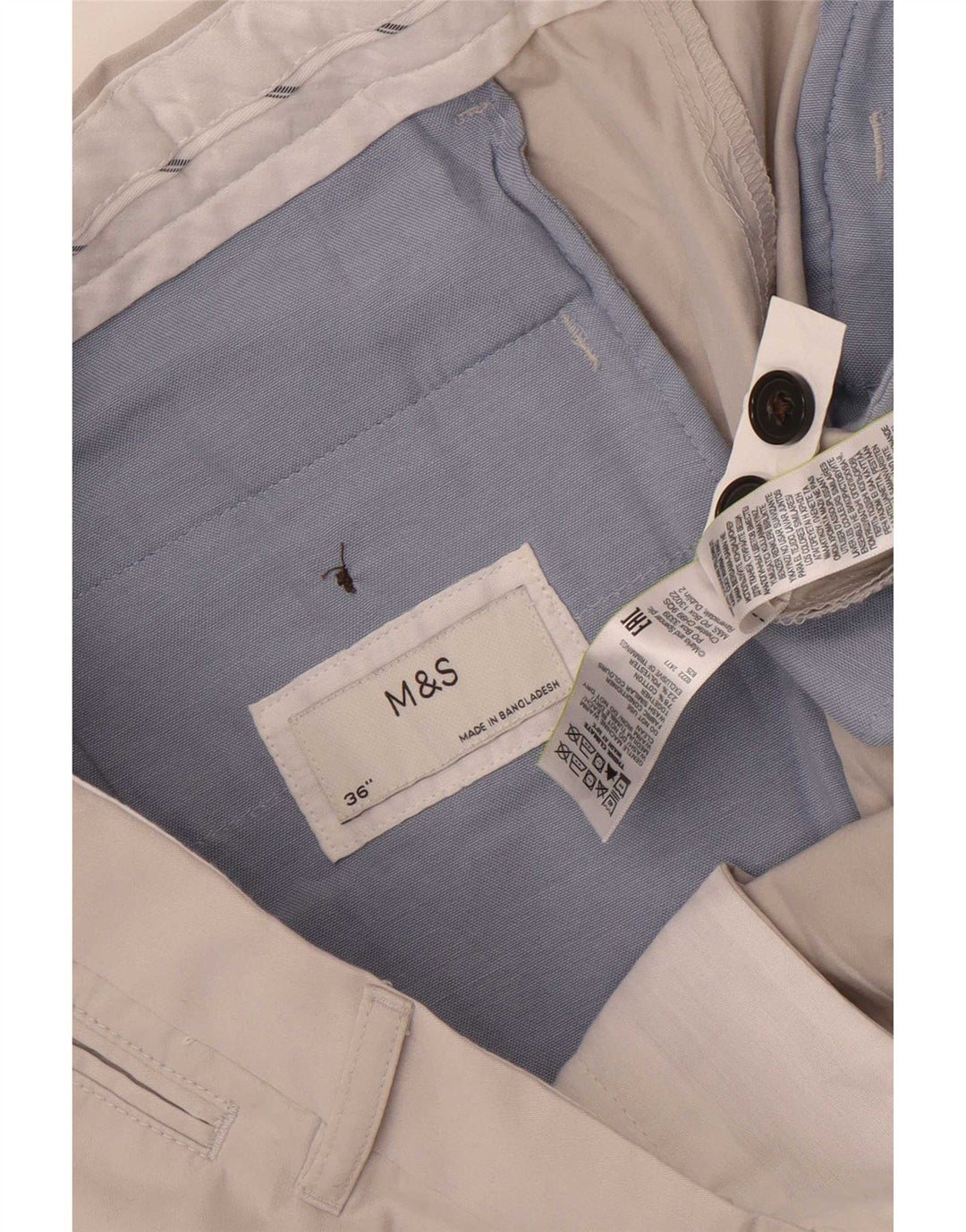 Shorts Chino masculino Marks & Spencer W36 grande algodão cinza