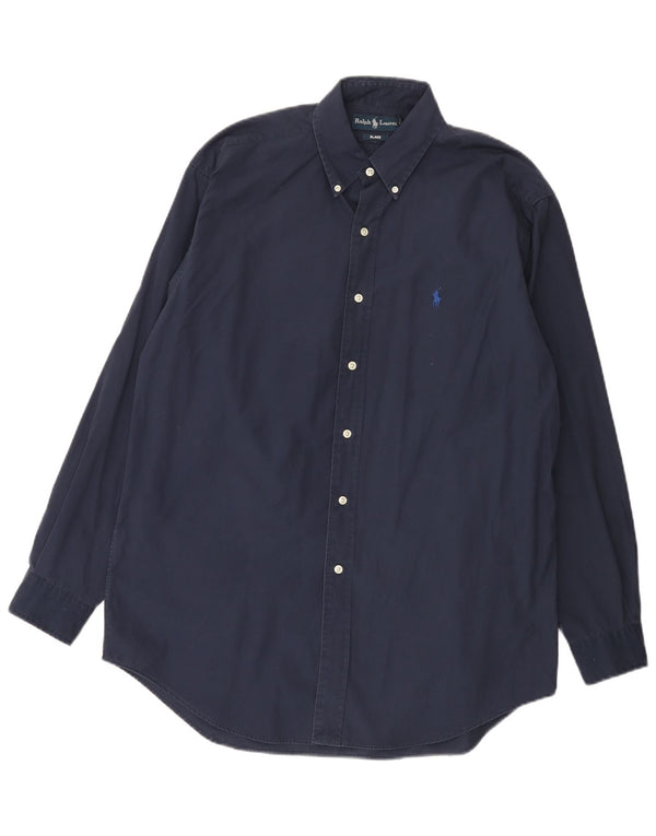 Ralph Lauren Camisa masculina Blake médio algodão azul marinho