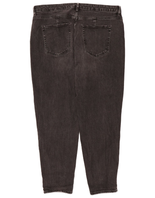 Calça jeans feminina Marks & Spencer Mom Tapered UK 20 2XL W40 L29 algodão preto