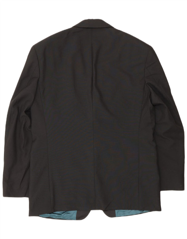 Jaqueta blazer masculina de 2 botões Marks & Spencer Reino Unido 40 grande poliéster preto