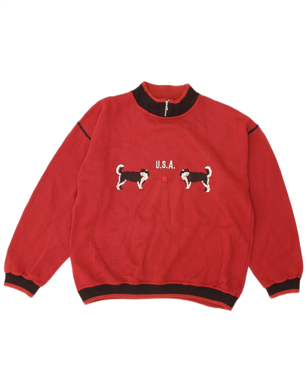 Moletom gráfico masculino vintage jumper médio vermelho algodão colorblock