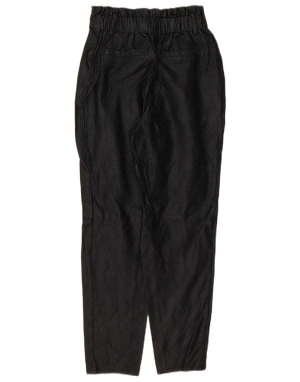 Calça feminina Lipsy cintura alta cônica de couro sintético Reino Unido 6 XS W26 L25 preta