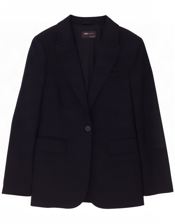 Jaqueta blazer feminina Marks & Spencer com 1 botão Reino Unido 8 pequena azul marinho