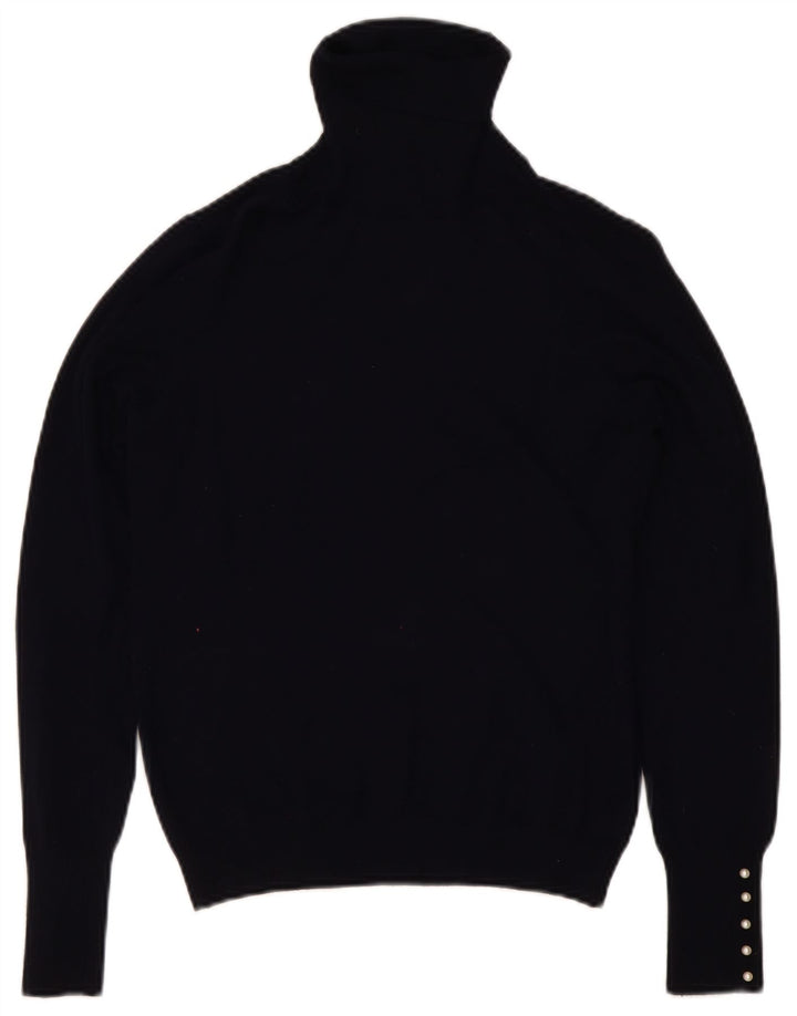 Zara Suéter feminino com gola redonda e gola alta Reino Unido 14 grande azul marinho
